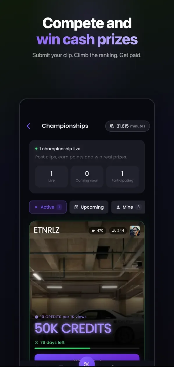 Cut.Pro Championships screen