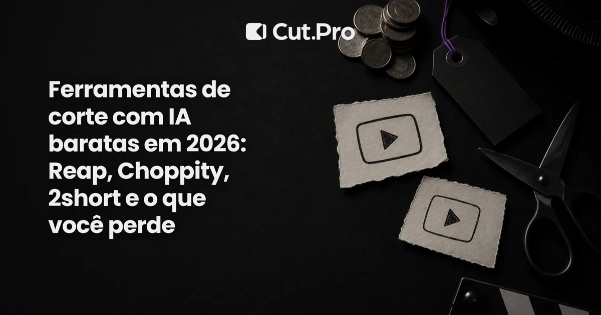 Ferramentas de corte com IA baratas em 2026: Reap, Choppity, 2short e o que você perde