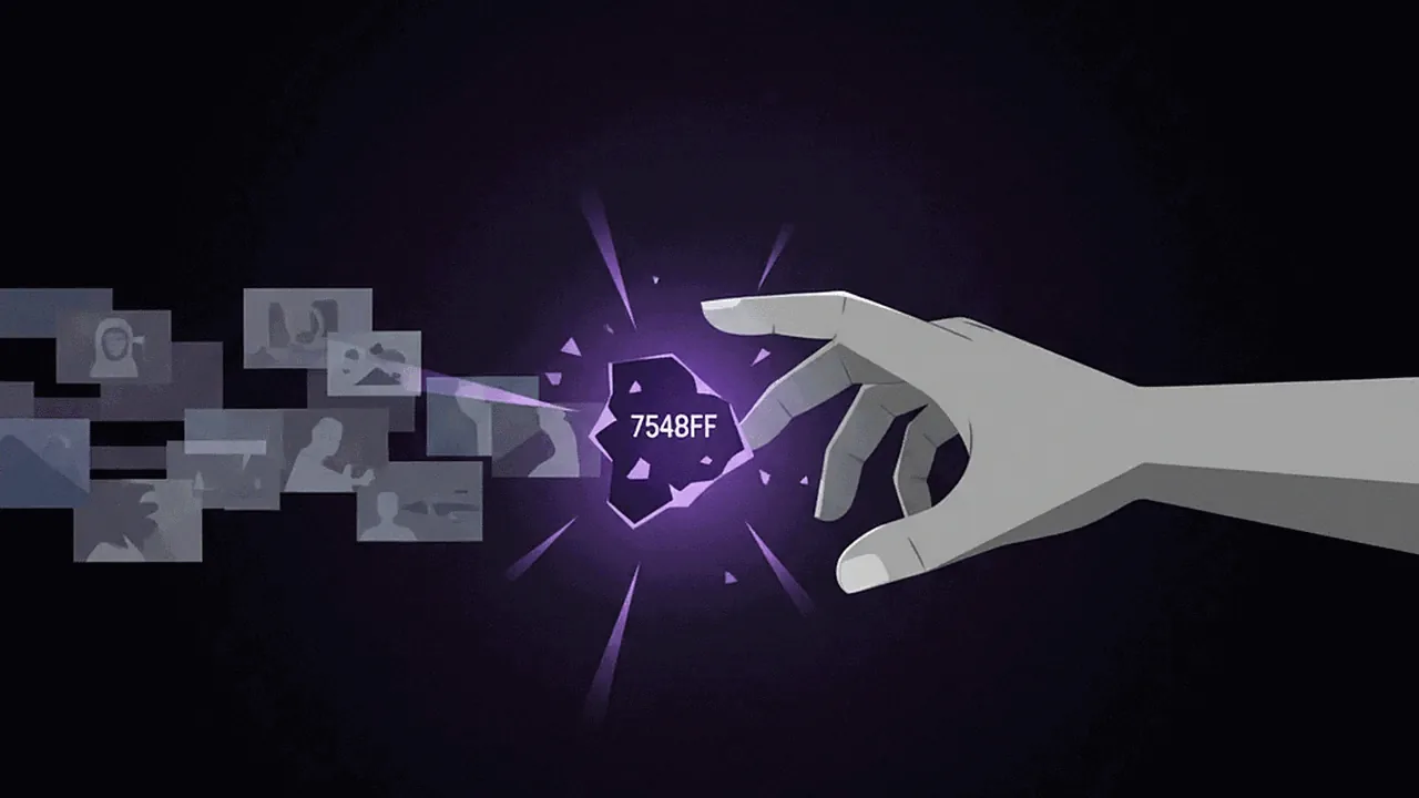 A human hand selecting a vibrant video clip from a content stream.