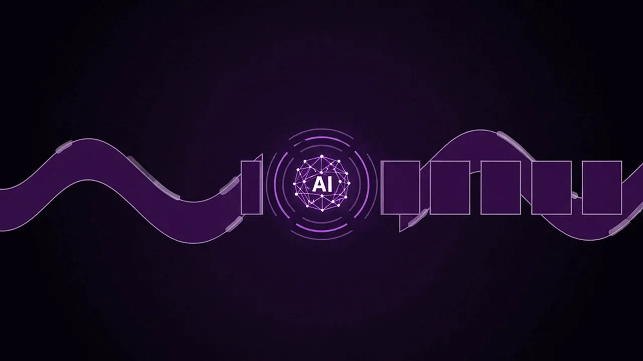 Illustration of a long video timeline being automatically cut into several short clips by an AI.