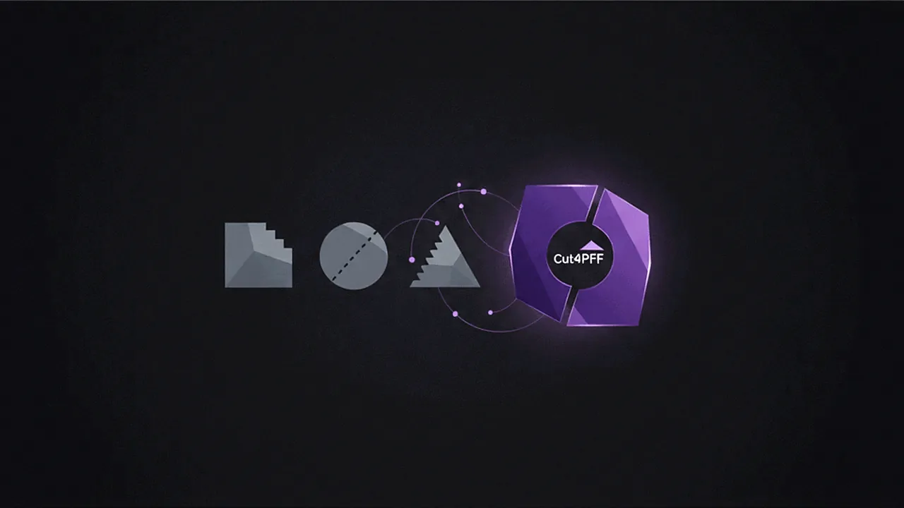 Different abstract shapes representing AI tools, with one of them (vibrant purple) standing out as the most advanced.
