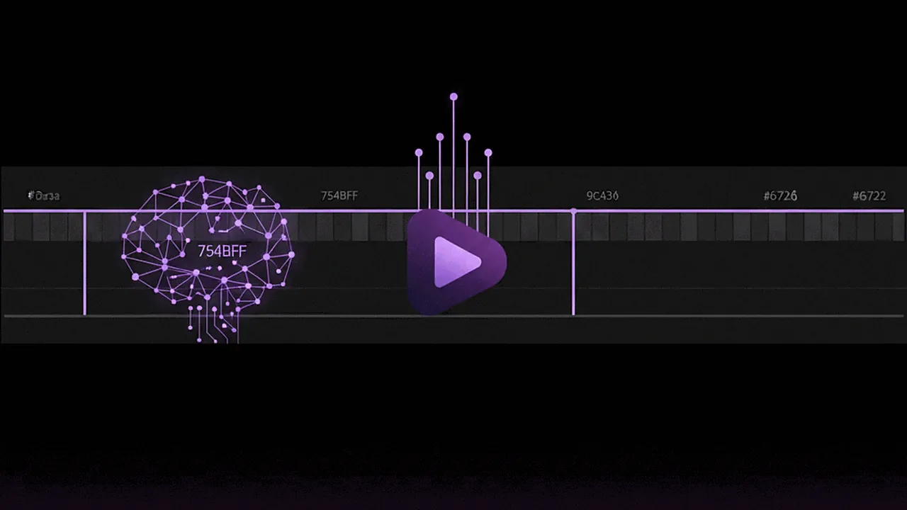 Abstract representation of artificial intelligence extracting video clips from a timeline.
