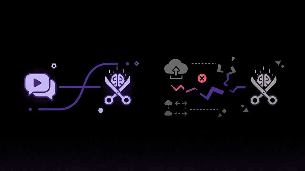 Illustration comparing native integration and manual video upload.