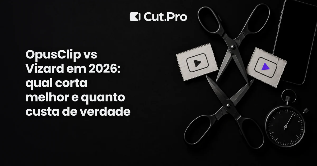 OpusClip vs Vizard em 2026: qual corta melhor e quanto custa de verdade